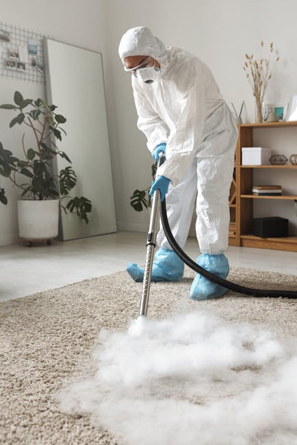 Close-up of a vacuum cleaner head being used on a patterned area rug with intricate floral motifs in shades of beige, green, and orange. The vacuum cleaner has a black and gray design, and the scene i